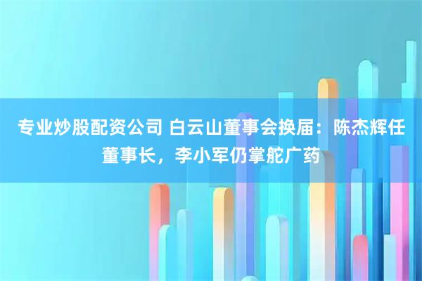 专业炒股配资公司 白云山董事会换届：陈杰辉任董事长，李小军仍掌舵广药