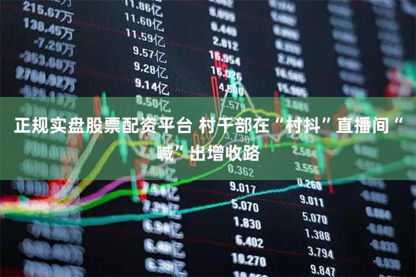正规实盘股票配资平台 村干部在“村抖”直播间“喊”出增收路